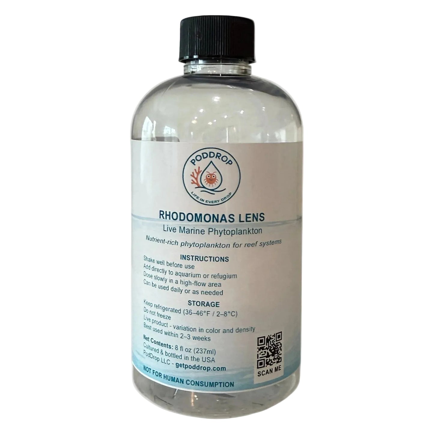 Rhodomonas lens live marine phytoplankton 8oz bottle for reef aquariums