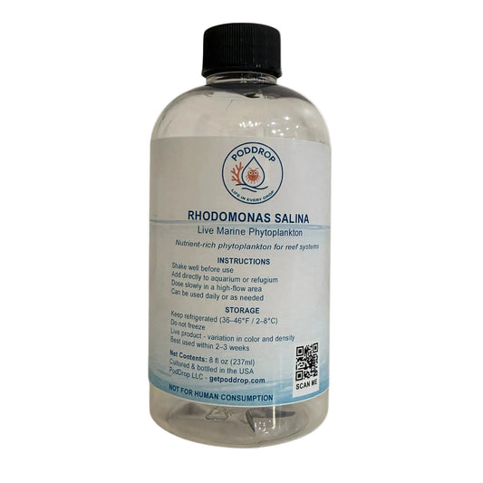 Rhodomonas salina live marine phytoplankton 8oz bottle for reef aquariums