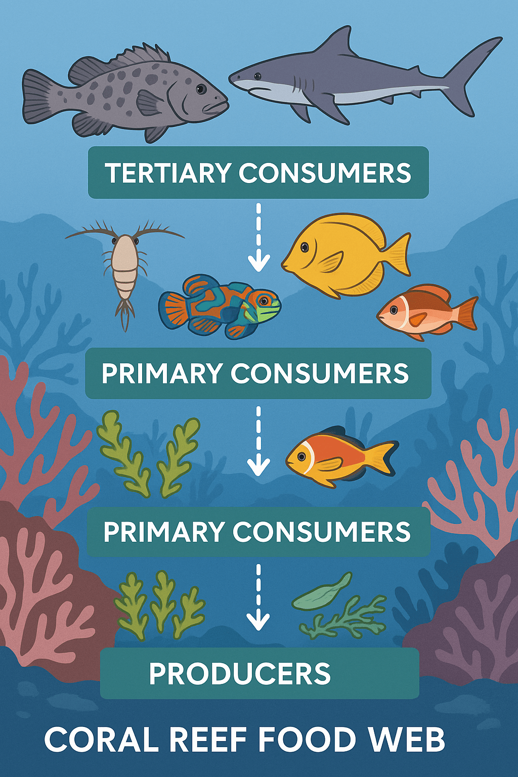 Coral Reef Food Web: Diagram, Trophic Levels & Energy Flow – PodDrop