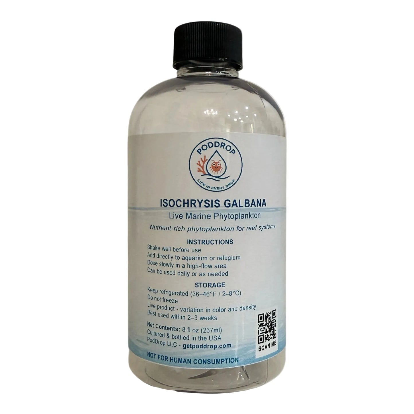 Isochrysis galbana live marine phytoplankton 8oz bottle for reef aquariums