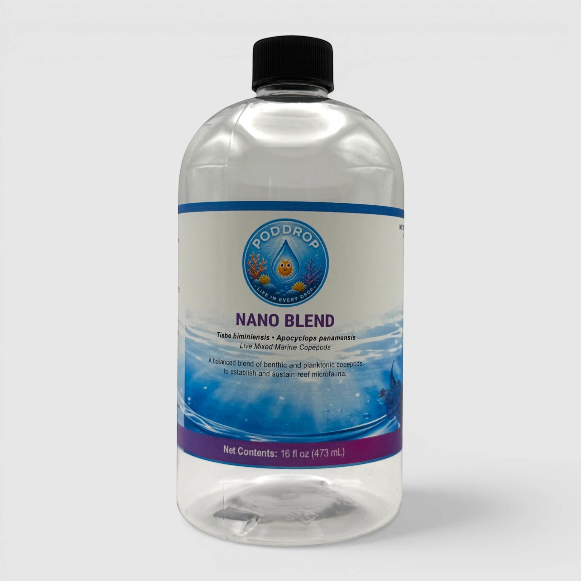 PodDrop Nano Blend live mixed marine copepods for nano reef aquariums, 16 fl oz.