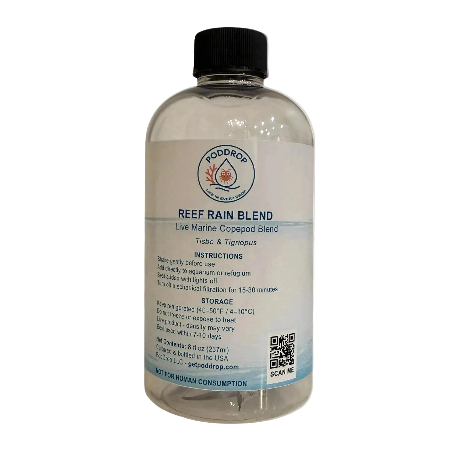 Reef Rain live marine copepods blend 8oz bottle for reef aquariums