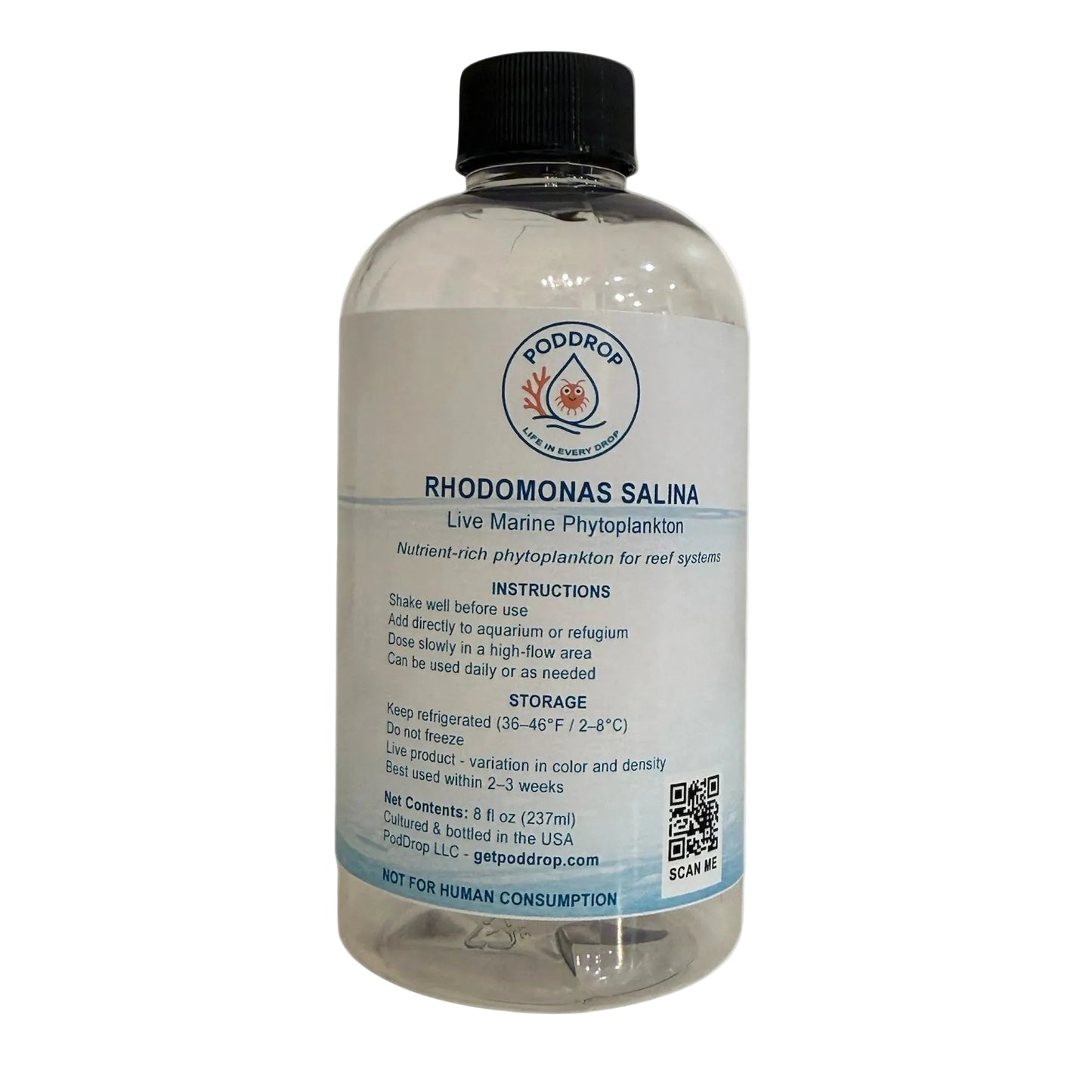 Rhodomonas salina live marine phytoplankton 8oz bottle for reef aquariums